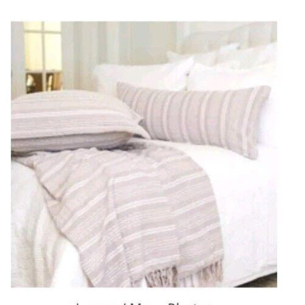 Elisabeth York 15x35" Chenille Stipe Pillow- Natural